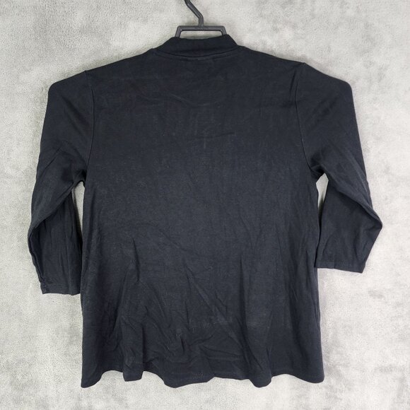 Womens Black J. Jill Top Mock Neck 3/4 Sleeve Cotton Modal Blend Stretch Size S - Picture 5 of 8